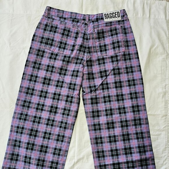 The Ragged Priest Plaid Wide Leg Pants - Black and Pink - Picture 2 of 3